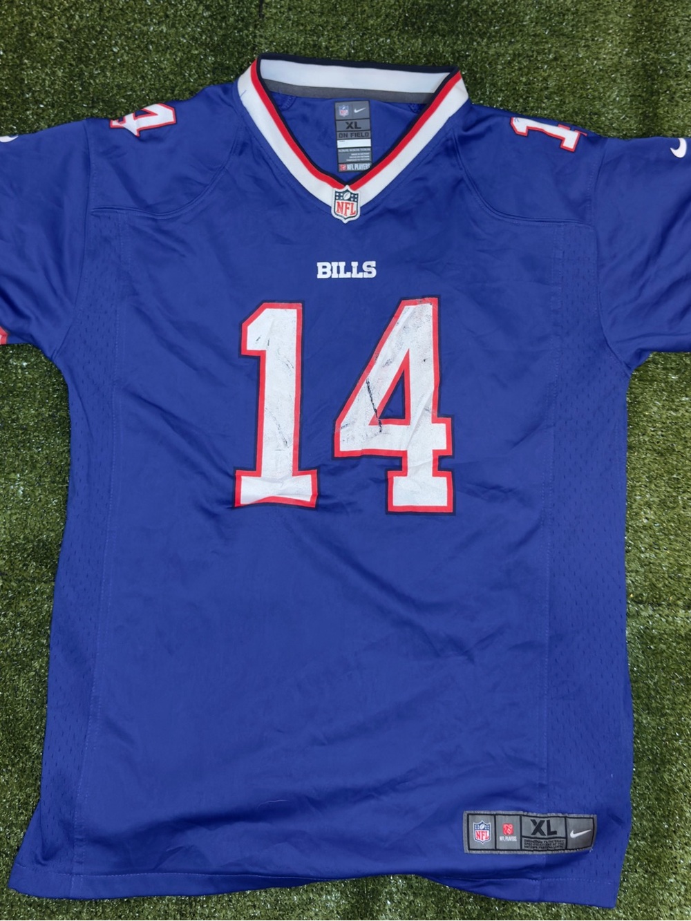 Nike Royal Blue Kids NFL Bills #14 Football Jersey with White & Red Accents